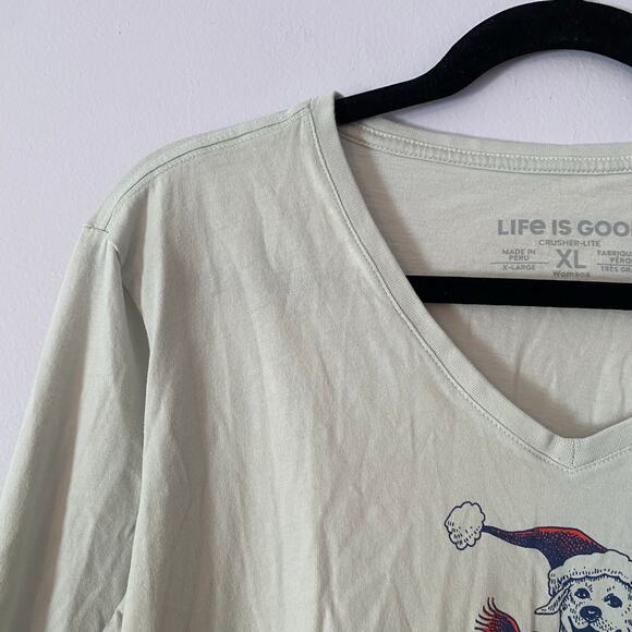 Life Is Good Snow Day Dog Gray Long Sleeve Crusher Lite Tee Women's size XL - Picture 4 of 8